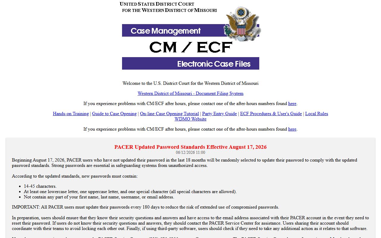 Cass County Circuit Court CM ECF federal filing access