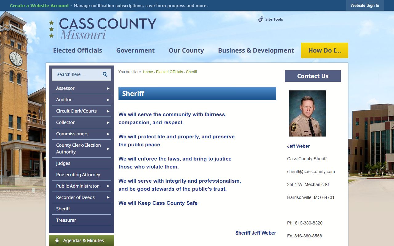 Cass County inmate search sheriff county page